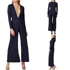 Stylestalker Women’s Navy Blue Nova Long Sleeve 70s Jumpsuit Size Small